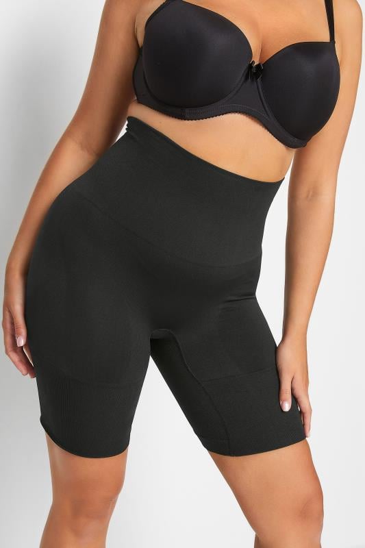 evans YOURS Curve Black Seamless Control High Waisted Shorts
