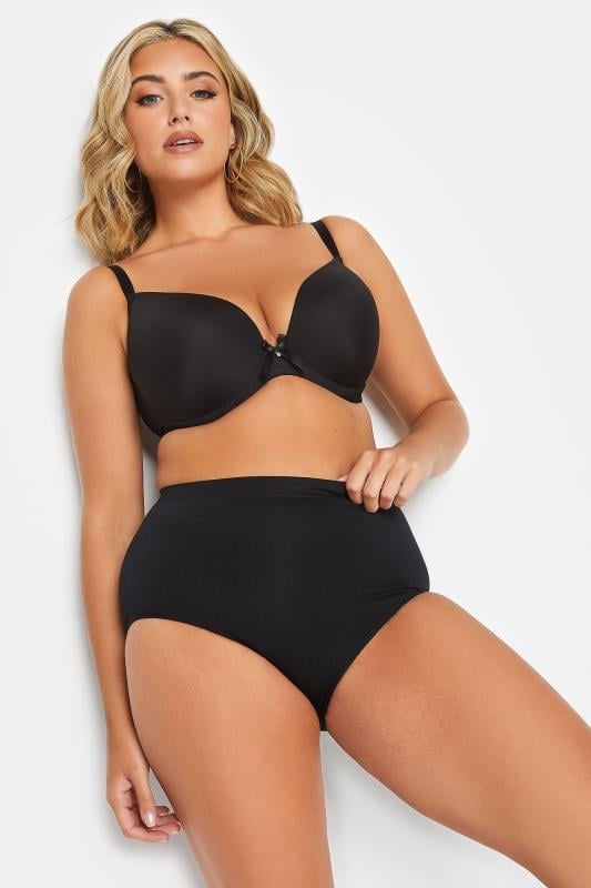 Evans YOURS Curve Black Seamless Light Control High Waisted Full Briefs