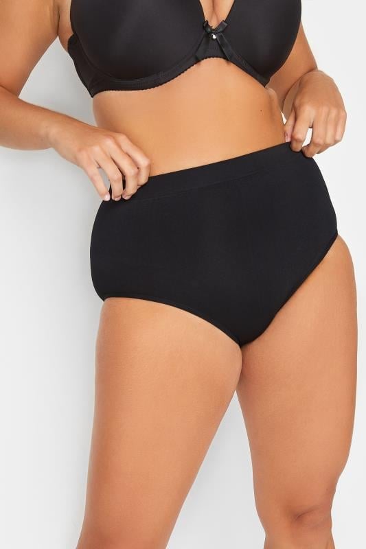 evans YOURS Curve Black Seamless Light Control High Waisted Full Briefs