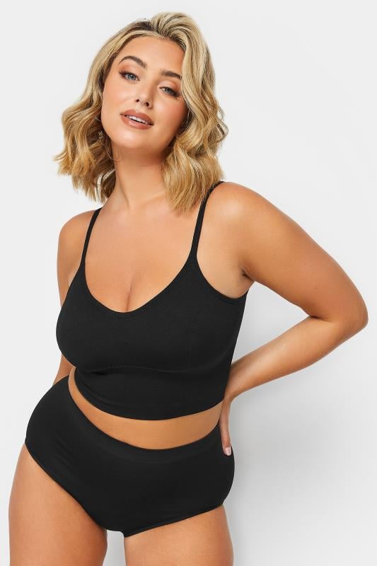 Evans YOURS Curve Black Seamless Padded Crop Bralette Top