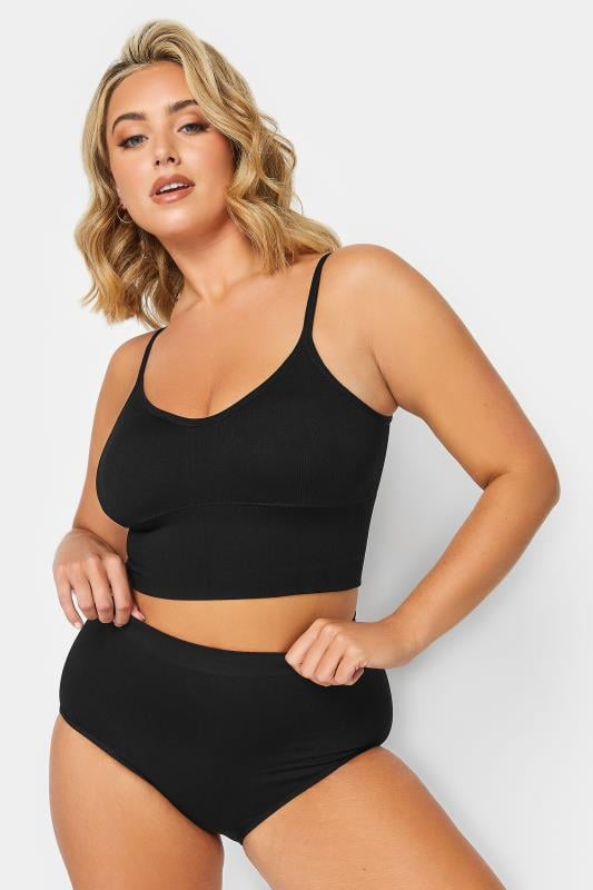 Evans YOURS Curve Black Seamless Padded Crop Bralette Top