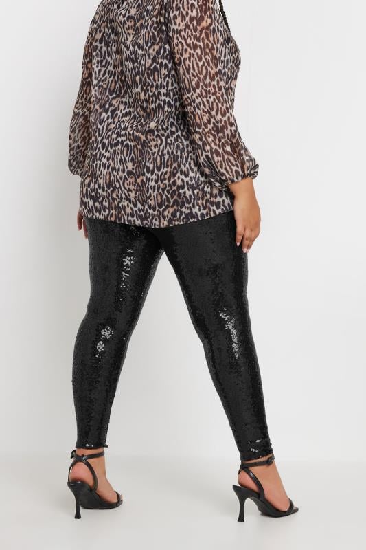Evans YOURS Curve Black Sequin Embellished Leggings