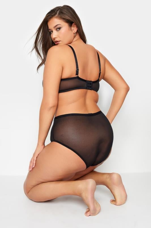 Evans YOURS Curve Black Shimmer Mesh Non-Padded Bra
