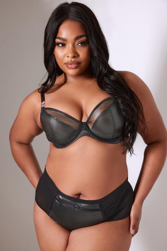 evans YOURS Curve Black Shimmer Mesh Non-Padded Bra