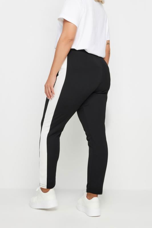 Evans YOURS Curve Black Side Stripe Tapered Trousers