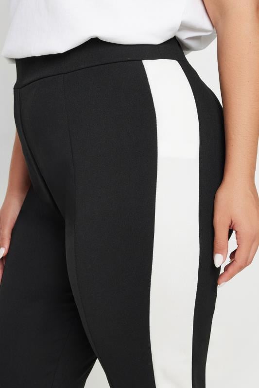 Evans YOURS Curve Black Side Stripe Tapered Trousers