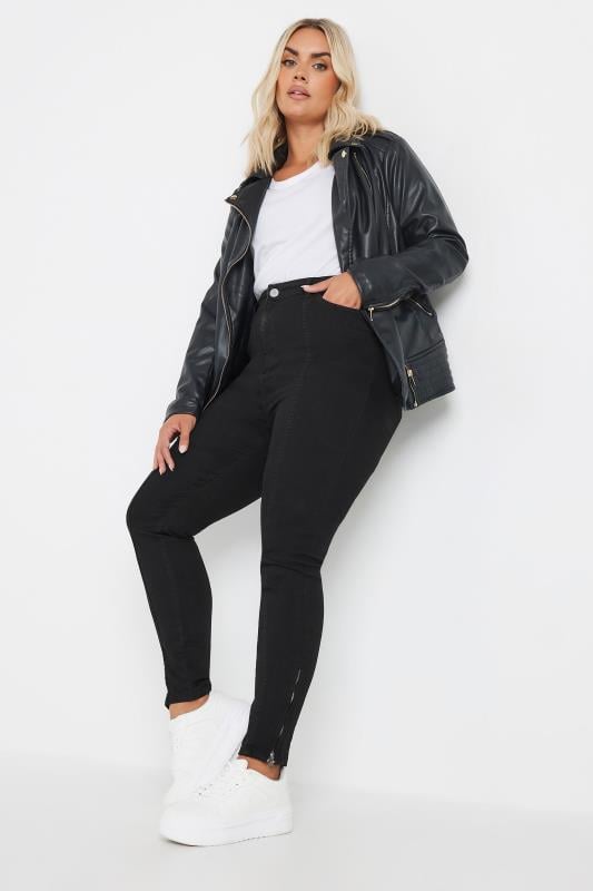 Evans YOURS Curve Black Skinny Stretch AVA Zip Hem Jeans