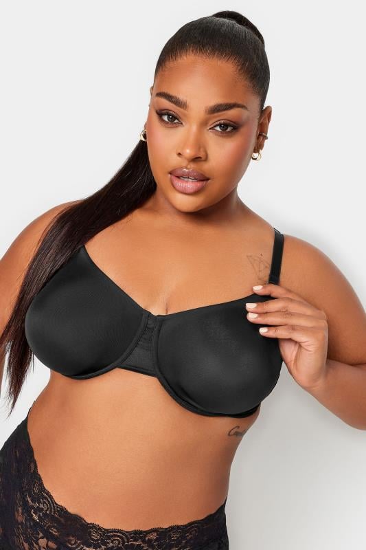 evans YOURS Curve Black Smoothing Minimiser Non Padded Underwired Bra
