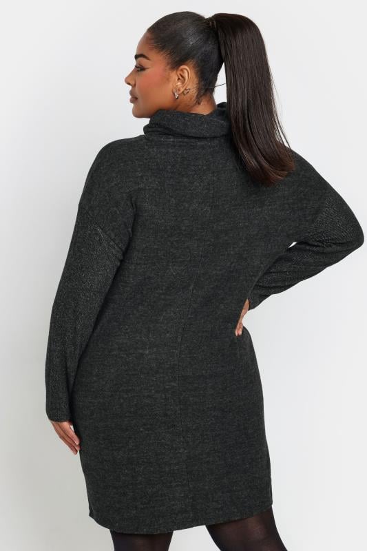 Evans YOURS Curve Black Soft Touch Drawstring Hoodie Dress