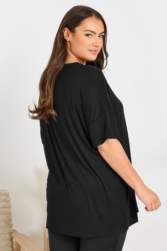 Evans YOURS Curve Black Soft Touch Ribbed Pyjama Top