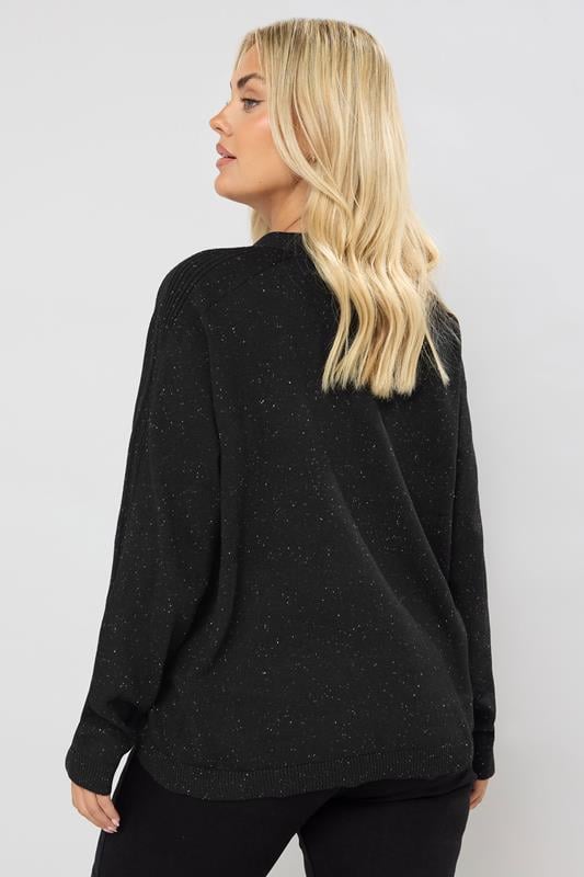 Evans YOURS Curve Black Speckled Button Through Cardigan