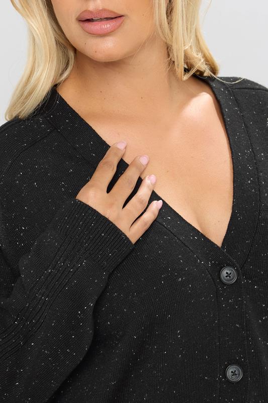 Evans YOURS Curve Black Speckled Button Through Cardigan