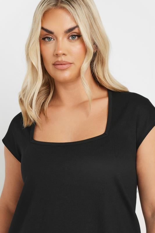 Evans YOURS Curve Black Square Neck Heavyweight Top