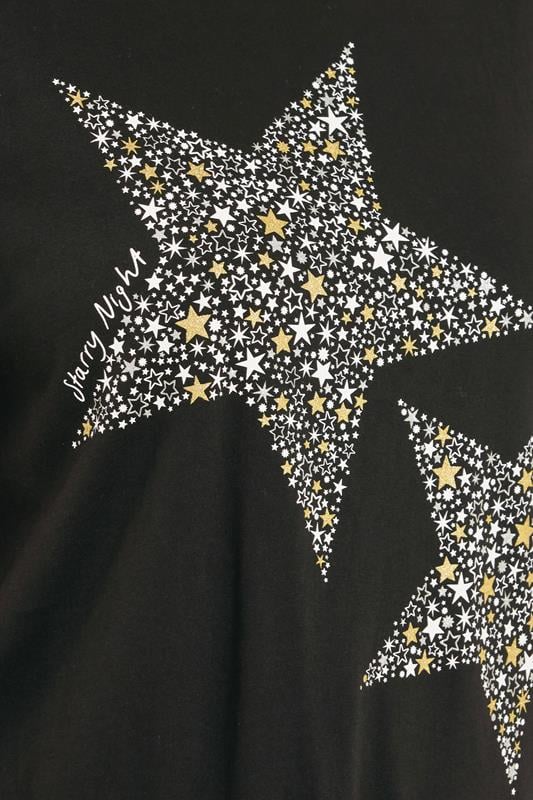 Evans YOURS Curve Black Star Print Wide Leg Pyjama Set