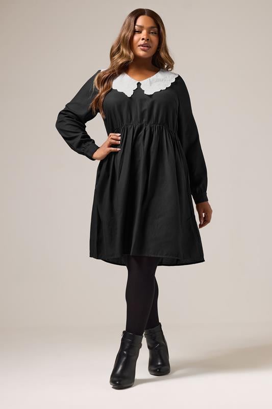 Evans YOURS Curve Black Statement Collar Mini Dress