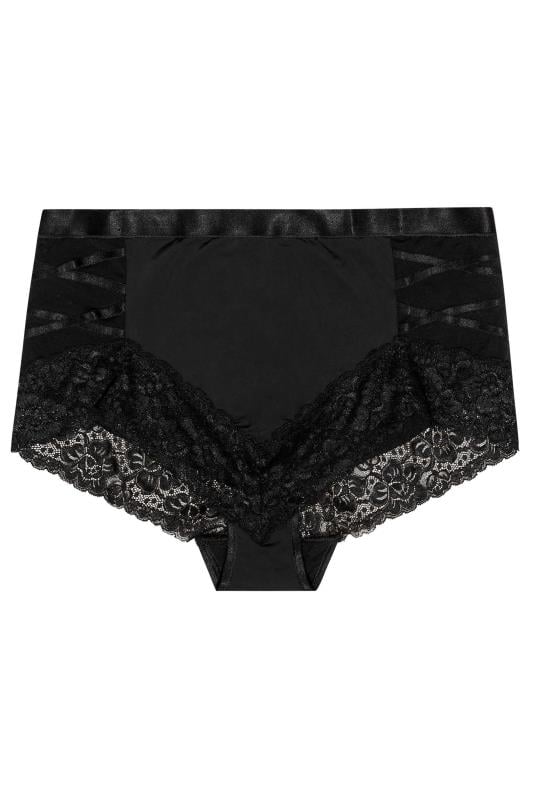 Evans YOURS Curve Black Strappy Detail Control Full Briefs