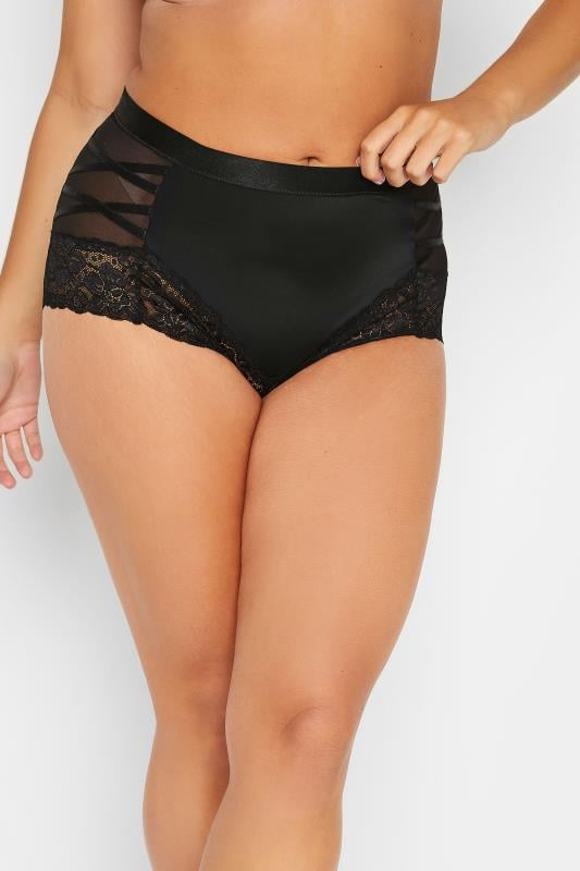 evans YOURS Curve Black Strappy Detail Control Full Briefs