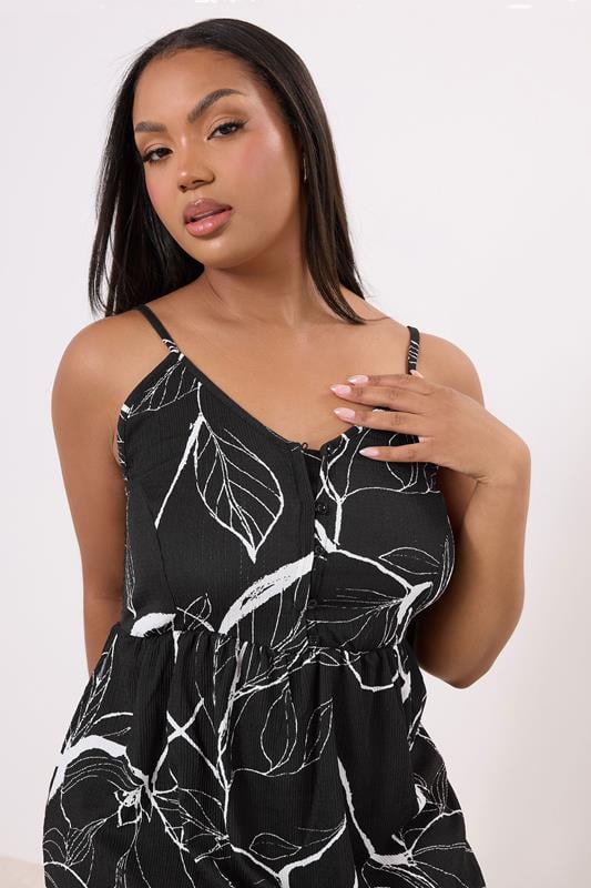 Evans YOURS Curve Black Strappy Floral Print Sundress