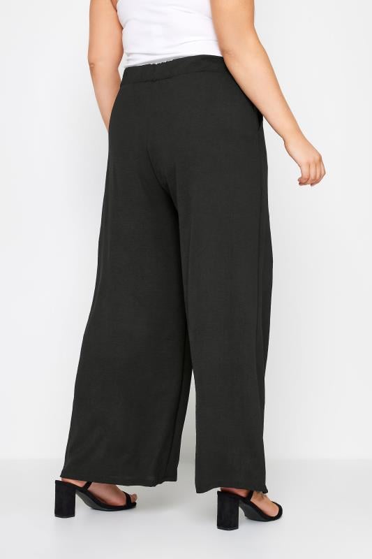 Evans YOURS Curve Black Stretch Jersey Wide Leg Trousers