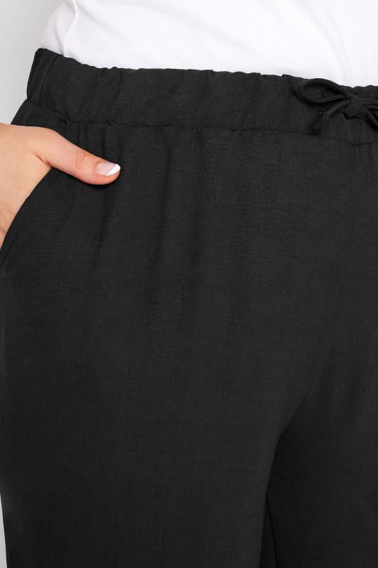 Evans YOURS Curve Black Stretch Jersey Wide Leg Trousers