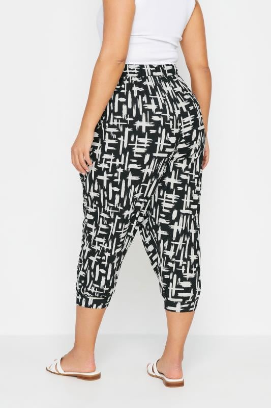 Evans YOURS Curve Black Stripe Cropped Harem Joggers