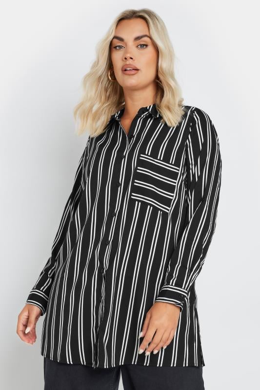 Evans YOURS Curve Black Stripe Print Boyfriend Shirt