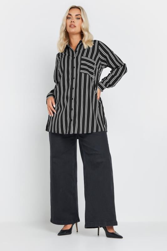 Evans YOURS Curve Black Stripe Print Boyfriend Shirt