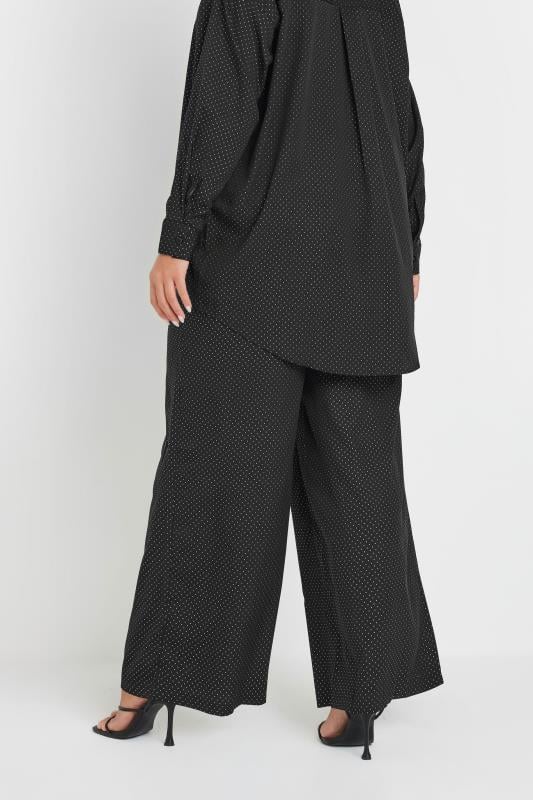 Evans YOURS Curve Black Stud Embellished Wide Leg Trousers