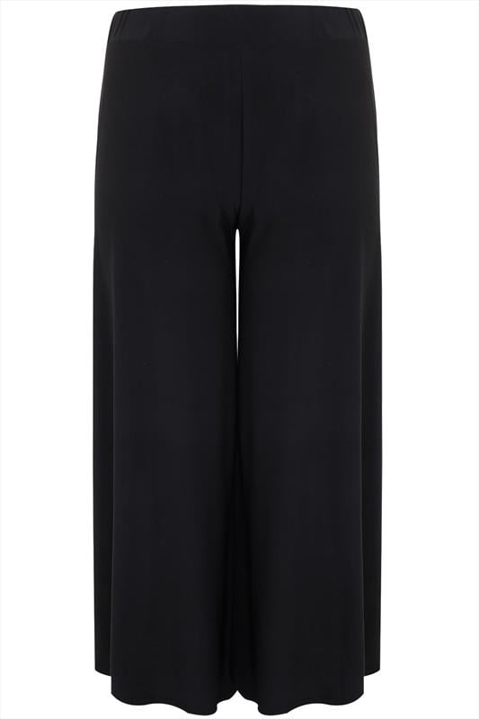 Evans YOURS Curve Black Super Wide Leg Stretch Palazzo Trousers