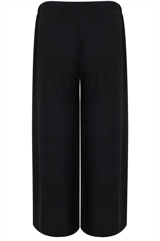 Evans YOURS Curve Black Super Wide Leg Stretch Palazzo Trousers