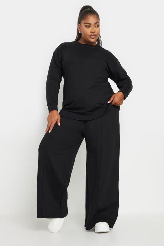 Evans YOURS Curve Black Sweatshirt & Wide Leg Jogger Set