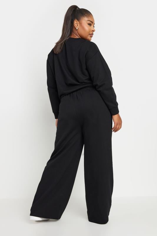 Evans YOURS Curve Black Sweatshirt & Wide Leg Jogger Set
