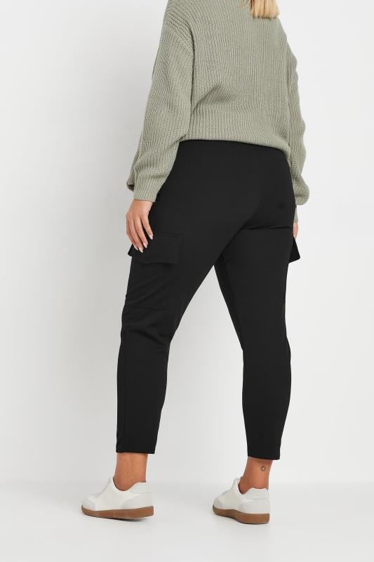 Evans YOURS Curve Black Tailored Scuba Cargo Trousers