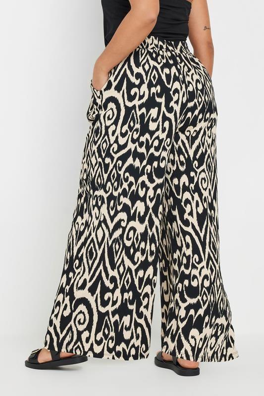 Evans YOURS Curve Black Textured Abstract Print Wide Leg Trousers
