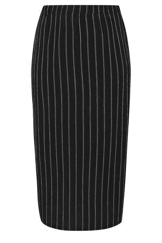 Evans YOURS Curve Black Textured Pinstripe Maxi Skirt
