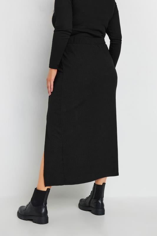 Evans YOURS Curve Black Textured Side Split Maxi Skirt
