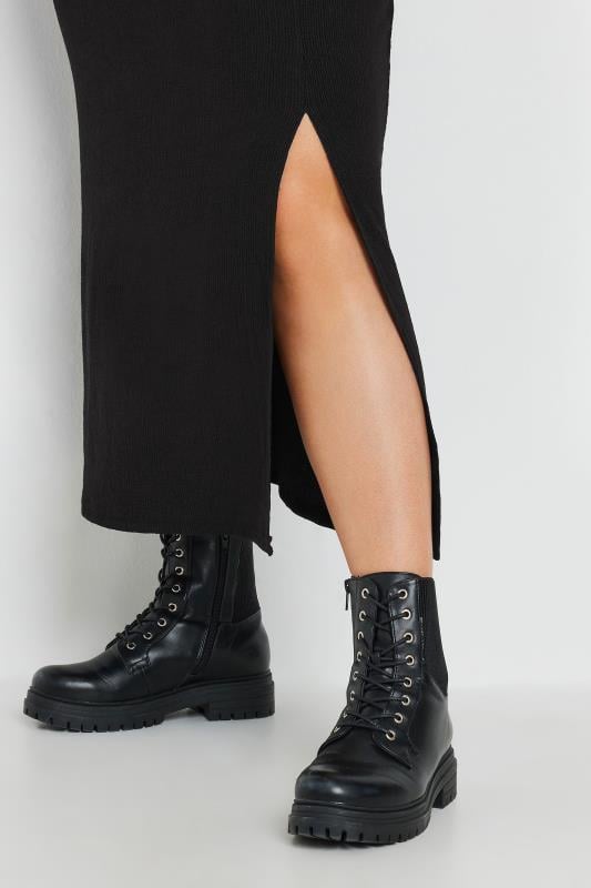 Evans YOURS Curve Black Textured Side Split Maxi Skirt