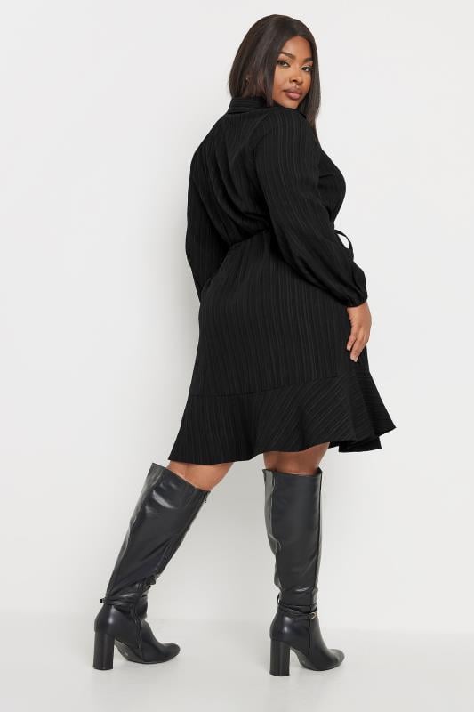 Evans YOURS Curve Black Textured Stripe Shirt Dress