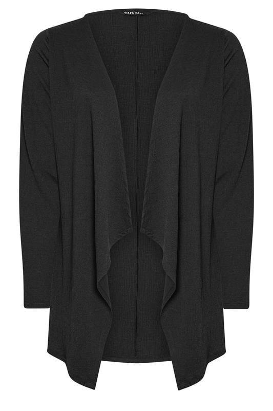 Evans YOURS Curve Black Textured Waterfall Cardigan