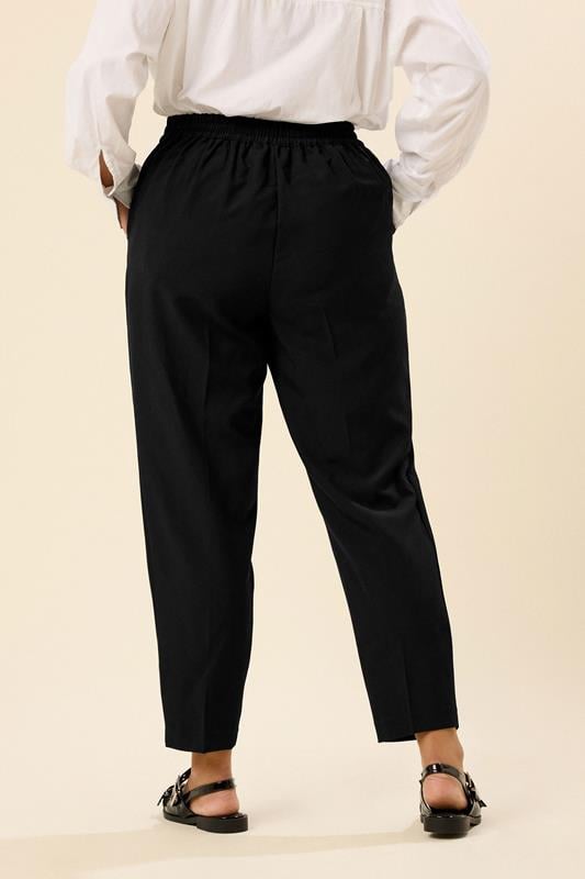 Evans YOURS Curve Black Tie Waist Straight Leg Trousers