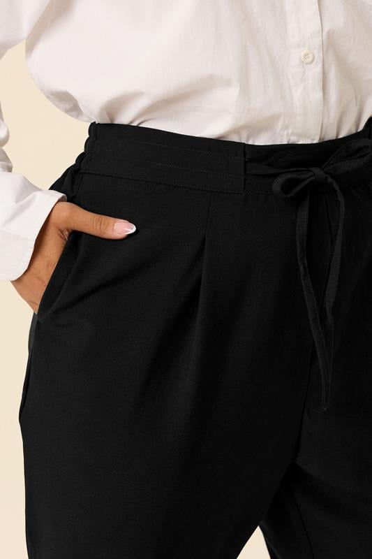 Evans YOURS Curve Black Tie Waist Straight Leg Trousers