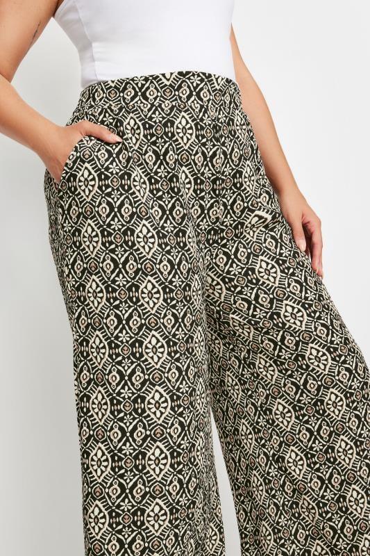 Evans YOURS Curve Black Tile Print Textured Wide Leg Trousers