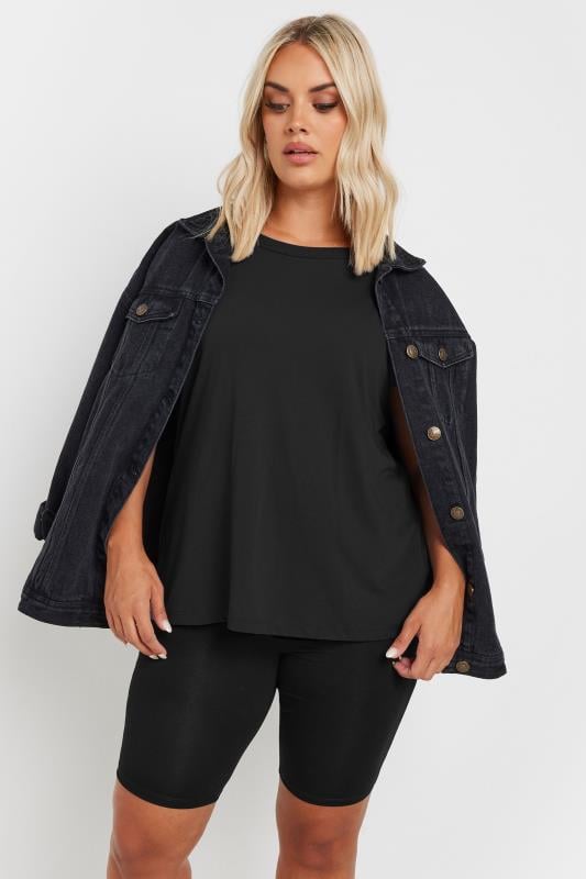 Evans YOURS Curve Black TUMMY CONTROL Soft Touch Stretch Cycling Shorts