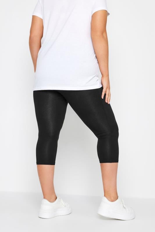 Evans Yours Curve Black TUMMY CONTROL Soft Touch Stretch Cropped Leggings