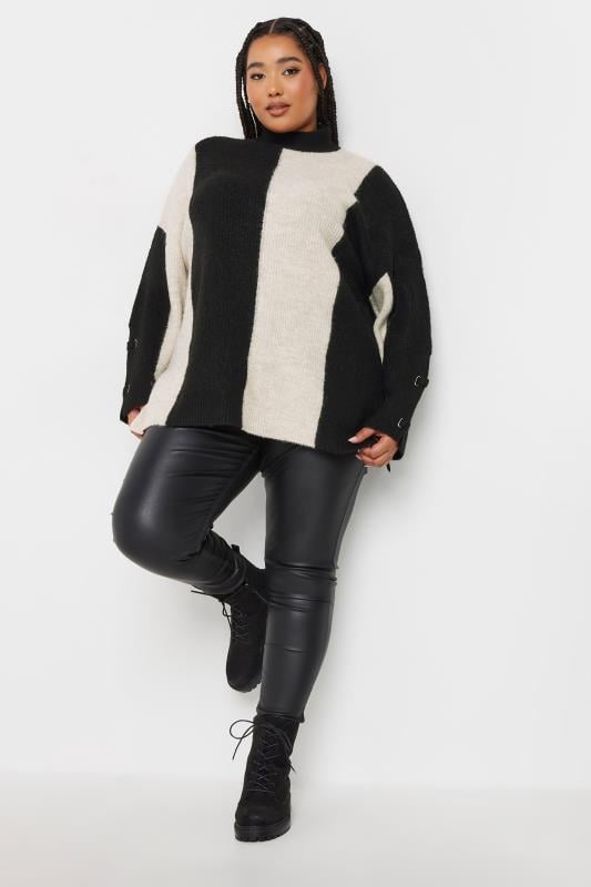 Evans YOURS Curve Black Vertical Stripe Knitted Jumper
