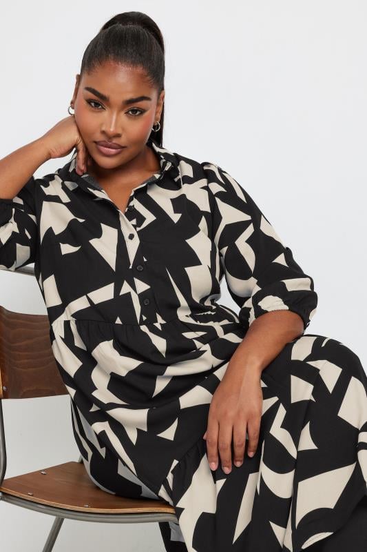 Evans YOURS Curve Black & White Abstract Print Shirt Dress