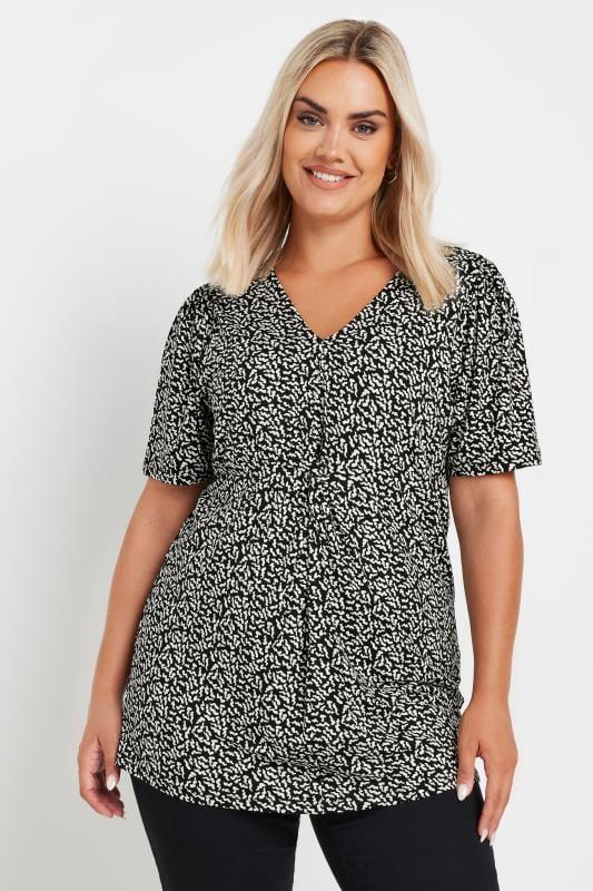 Evans YOURS Curve Black & White Abstract Print Swing Top