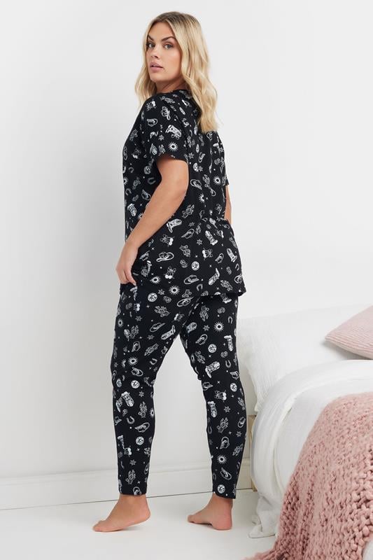 Evans YOURS Curve Black & White Cowboy Print Pyjama Set