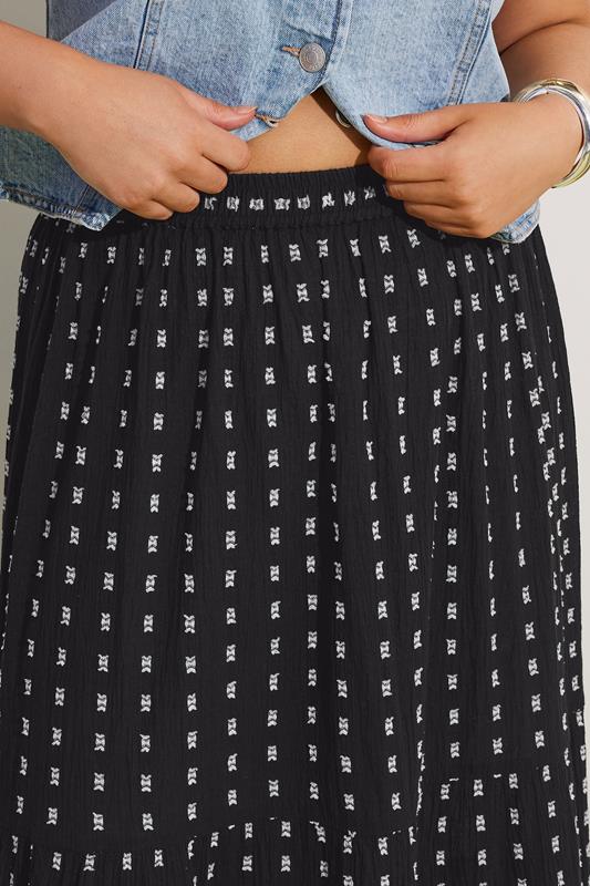 Evans YOURS Curve Black & White Dobby Tiered Maxi Skirt