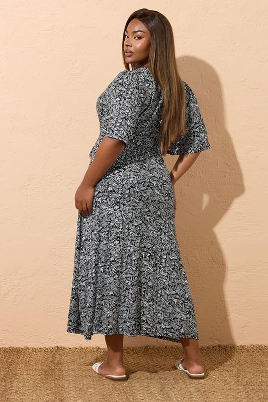 Evans YOURS Curve Black & White Floral Wrap Maxi Dress